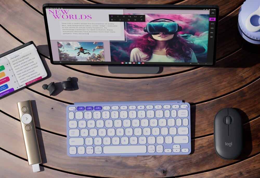 Klawiatura LOGITECH Keys-To-Go 2 Liliowy wygląd opis