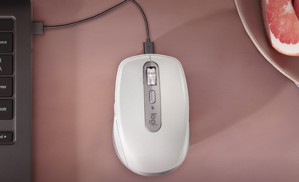 Mysz LOGITECH Anywhere 3s for MAC Jasnoszary łączność podłączenie bateria ładowanie