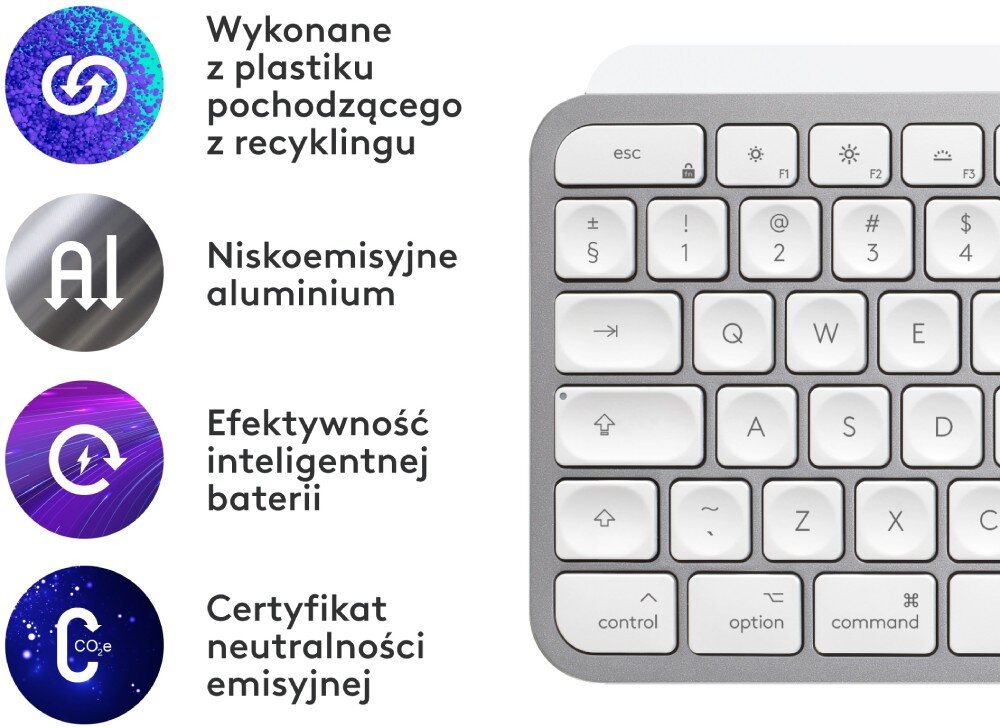 Klawiatura LOGITECH MX Keys S for Mac Jasnoszary ekologia środowisko