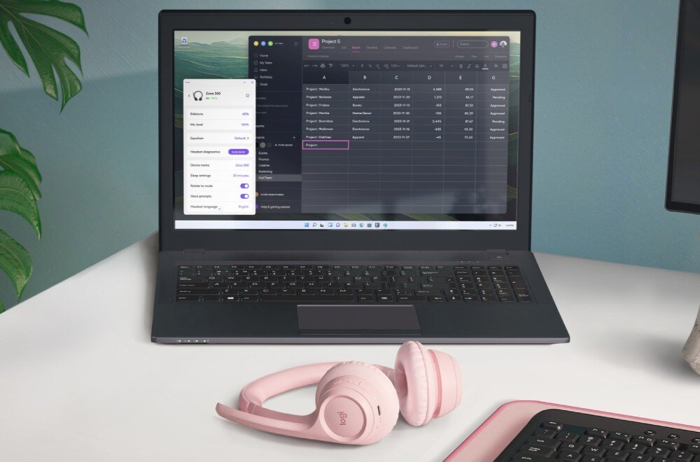 Słuchawki LOGITECH Zone 300 Różowy aplikacja dostosowanie