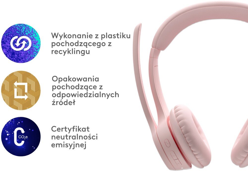 Słuchawki LOGITECH Zone 300 Różowy ekologia środowisko