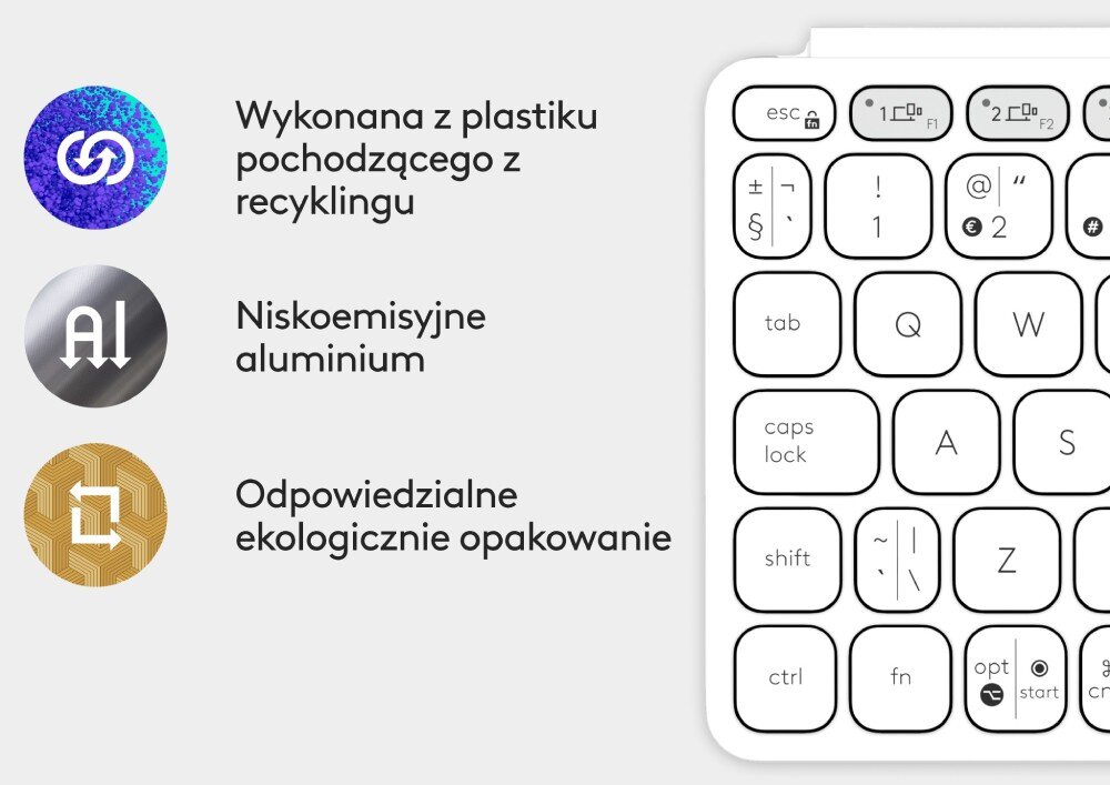Klawiatura LOGITECH Keys-To-Go 2 Jasnoszary ekologia środowisko recykling