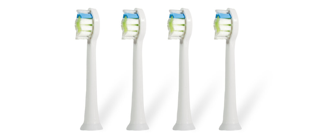 Oryginalna końcówka do szczoteczki ORO-MED Sonic Professional Biały (4 sztuki) (Miękkie włosie) Precyzyjne czyszczenie zębów Włosie DuPont w kształcie litery W dopasowanie dokładne oczyszczenie powierzchnia