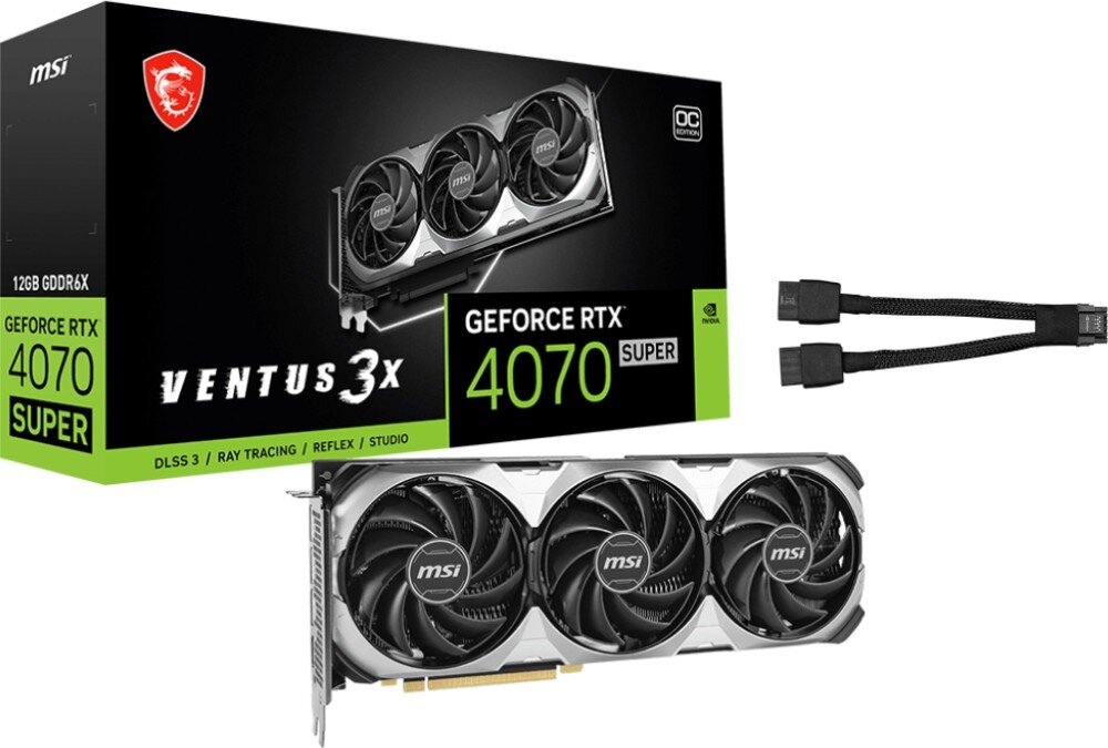 Karta graficzna MSI GeForce RTX 4070 Super Ventus 3X OC 12GB DLSS 3 akcesoria zestaw