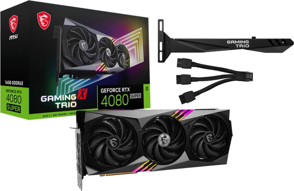 Karta graficzna MSI GeForce RTX 4080 Super Gaming X Trio 16GB DLSS 3 opakowanie akcesoria