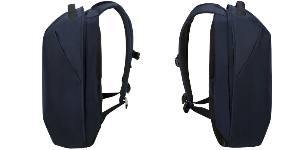 Plecak na laptopa SAMSONITE Securipak 2.0 17.3 cali wodoodporny materiał, wykonanie z wodoodpornej tkaniny, praktyczne rozwiązanie,
dwa plecaki bokiem na białym tle