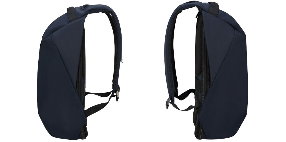 Plecak na laptopa SAMSONITE Securipak 2.0 15.6 cali wodoodporny materiał, wykonanie z wodoodpornej tkaniny, praktyczne rozwiązanie,
dwa plecaki bokiem na białym tle