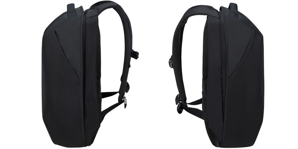 Plecak na laptopa SAMSONITE Securipak 2.0 17.3 cali wodoodporny materiał, wykonanie z wodoodpornej tkaniny, praktyczne rozwiązanie,
dwa plecaki bokiem na białym tle