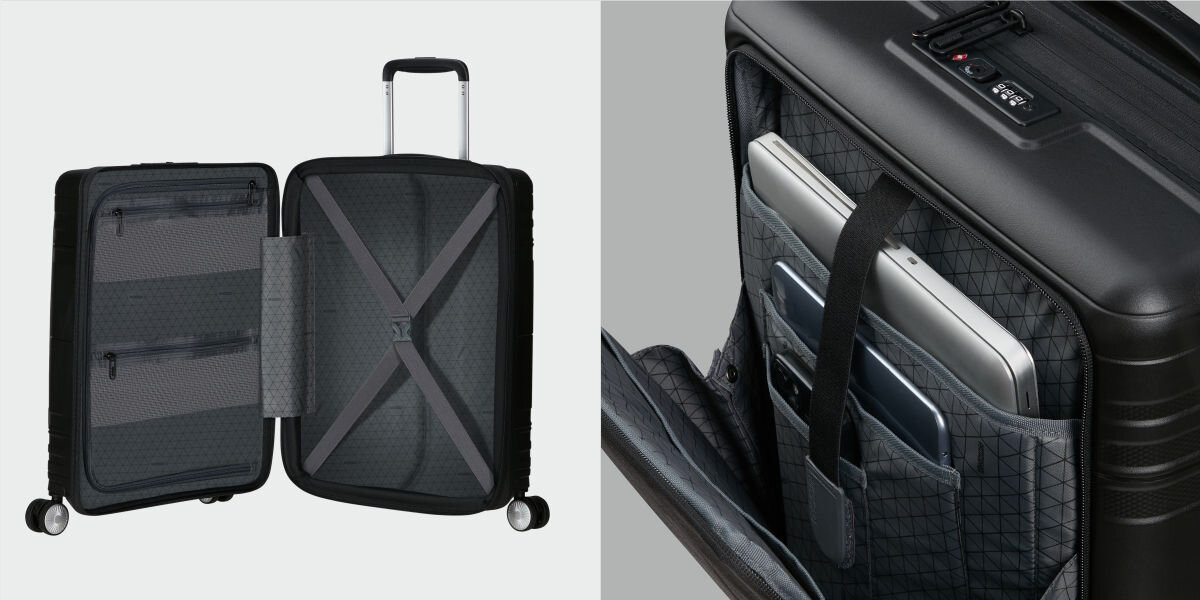 Walizka AMERICAN TOURISTER Hello Cabin 55 cm Szary Liczne przegrody