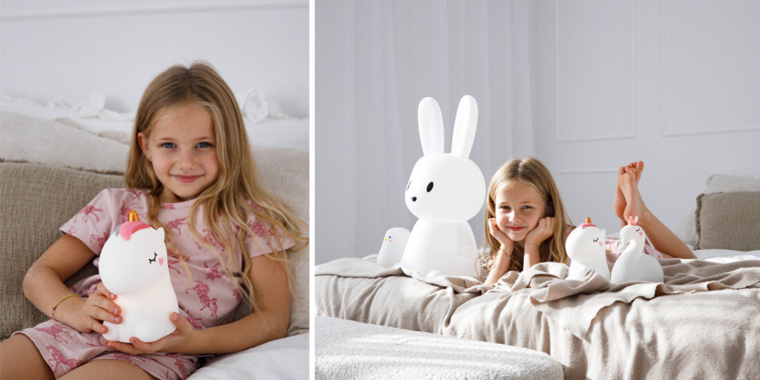 Lampka nocna INNOGIO GIOlittle Unicorn GIO-142 spokój Twojego dziecka Bezpieczeństwo użytkowania poczucie bezpieczeństwa delikatne rozproszone światło miękka forma