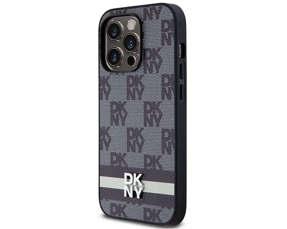 Etui DKNY Leather Checkered Mono Pattern & Printed Stripes do Apple iPhone unikalny wyrazisty nowoczesny dynamiczny