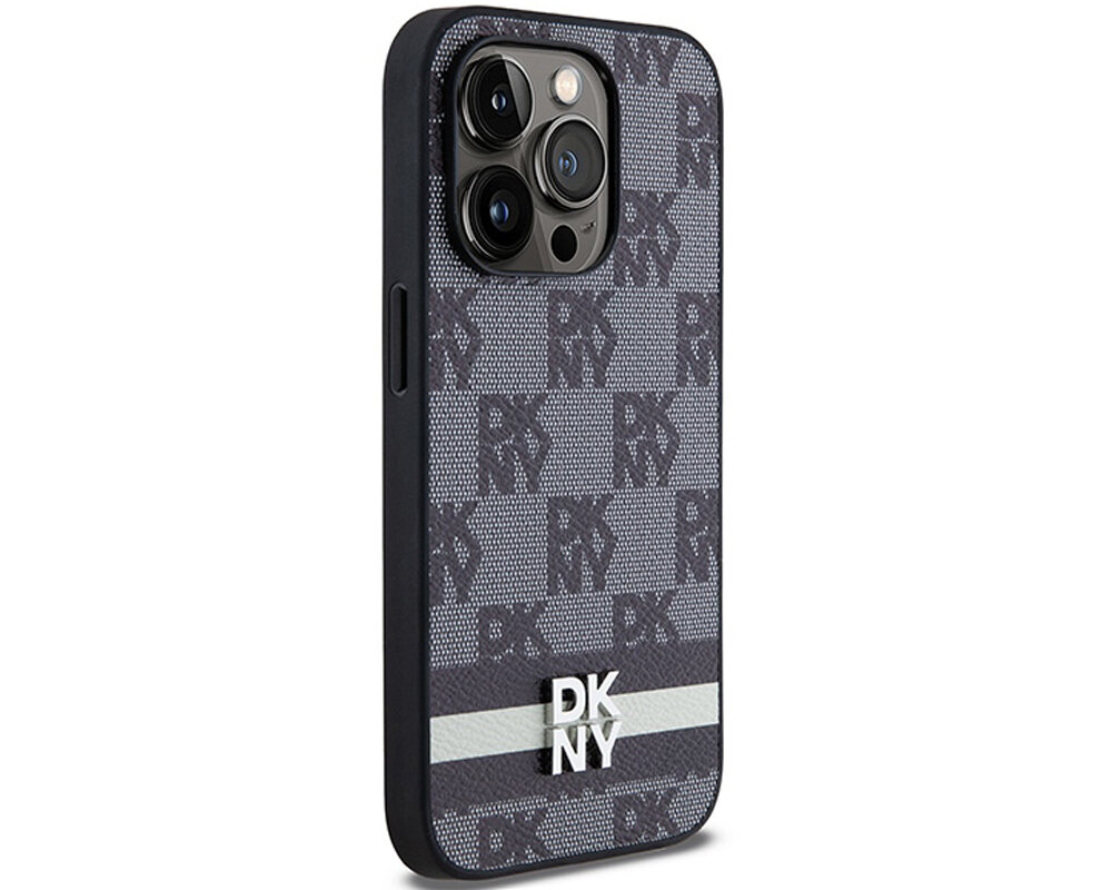 Etui DKNY Leather Checkered Mono Pattern & Printed Stripes do Apple iPhone trwale materialy tpu pc poliweglan niezawodny
