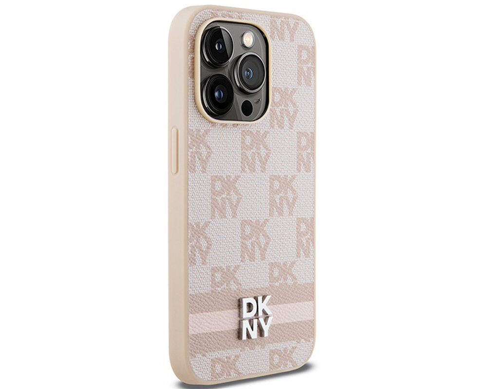 Etui DKNY Leather Checkered Mono Pattern & Printed Stripes do Apple iPhone trwale materialy tpu pc poliweglan niezawodny
