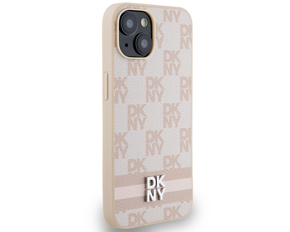 Etui DKNY Leather Checkered Mono Pattern & Printed Stripes do Apple iPhone trwale materialy tpu pc poliweglan niezawodny