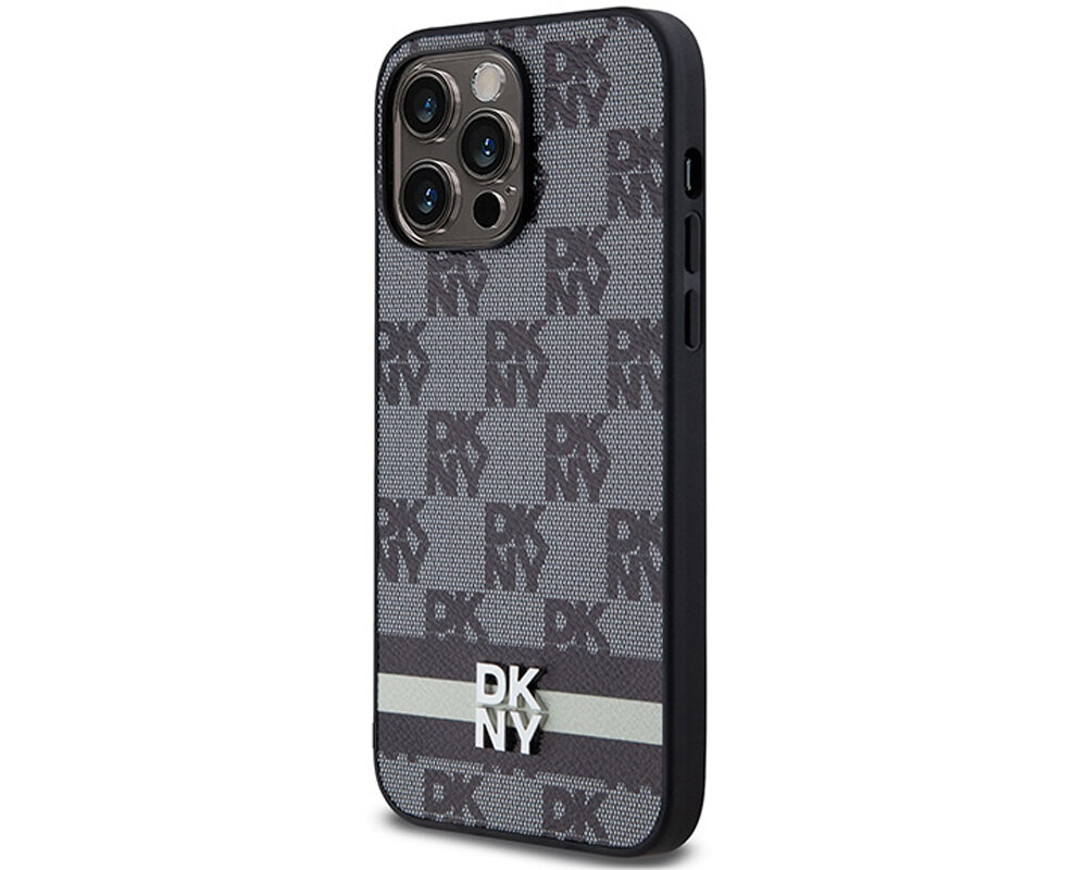 Etui DKNY Leather Checkered Mono Pattern & Printed Stripes do Apple iPhone unikalny wyrazisty nowoczesny dynamiczny
