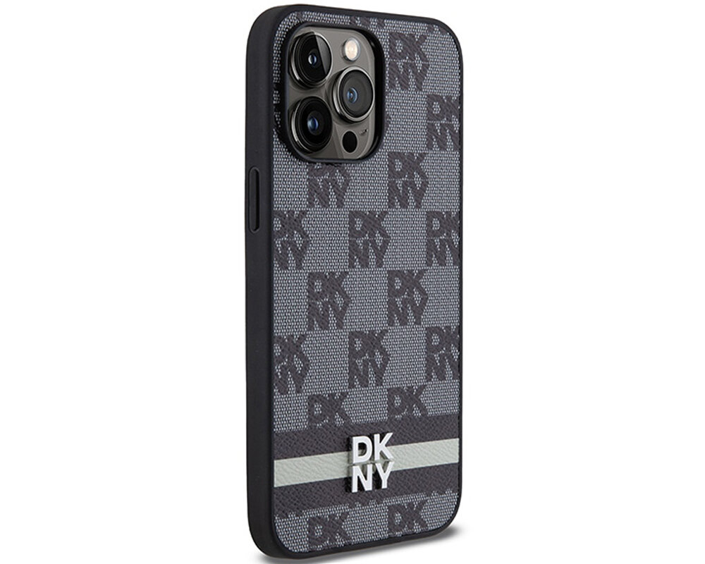 Etui DKNY Leather Checkered Mono Pattern & Printed Stripes do Apple iPhone trwale materialy tpu pc poliweglan niezawodny