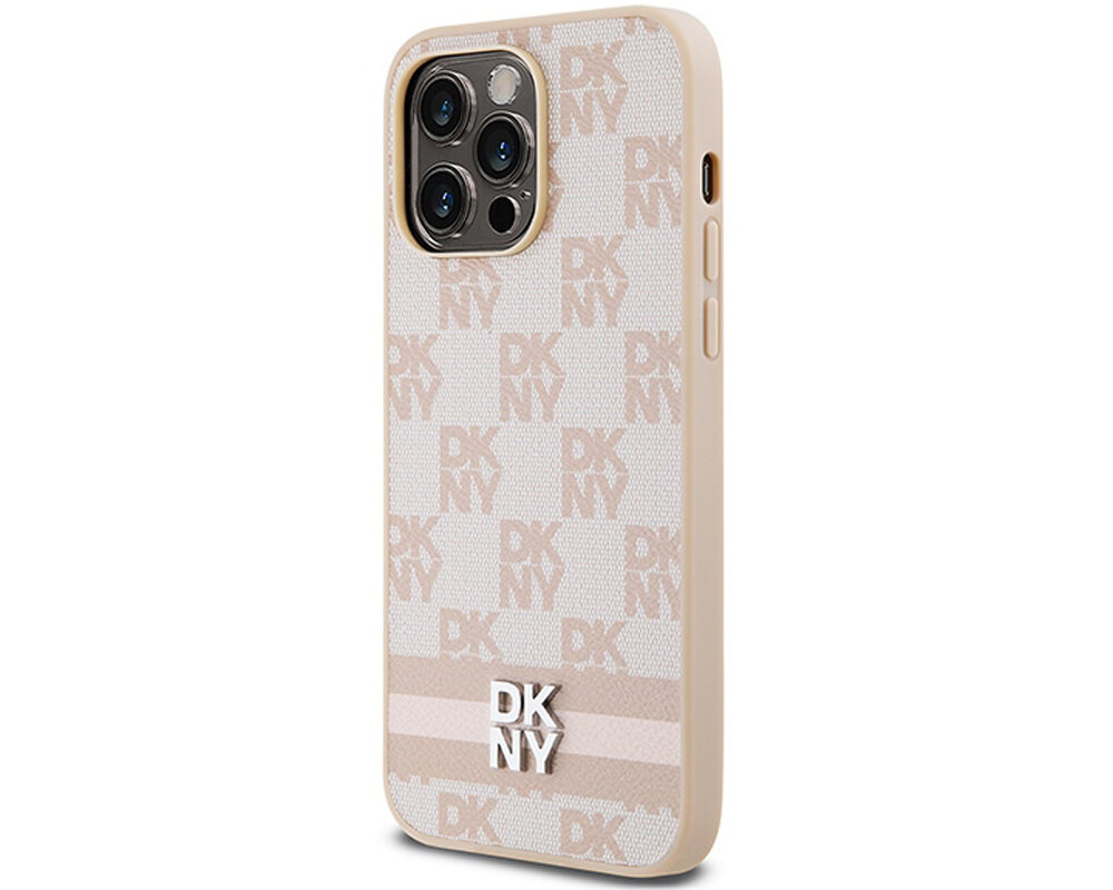 Etui DKNY Leather Checkered Mono Pattern & Printed Stripes do Apple iPhone unikalny wyrazisty nowoczesny dynamiczny