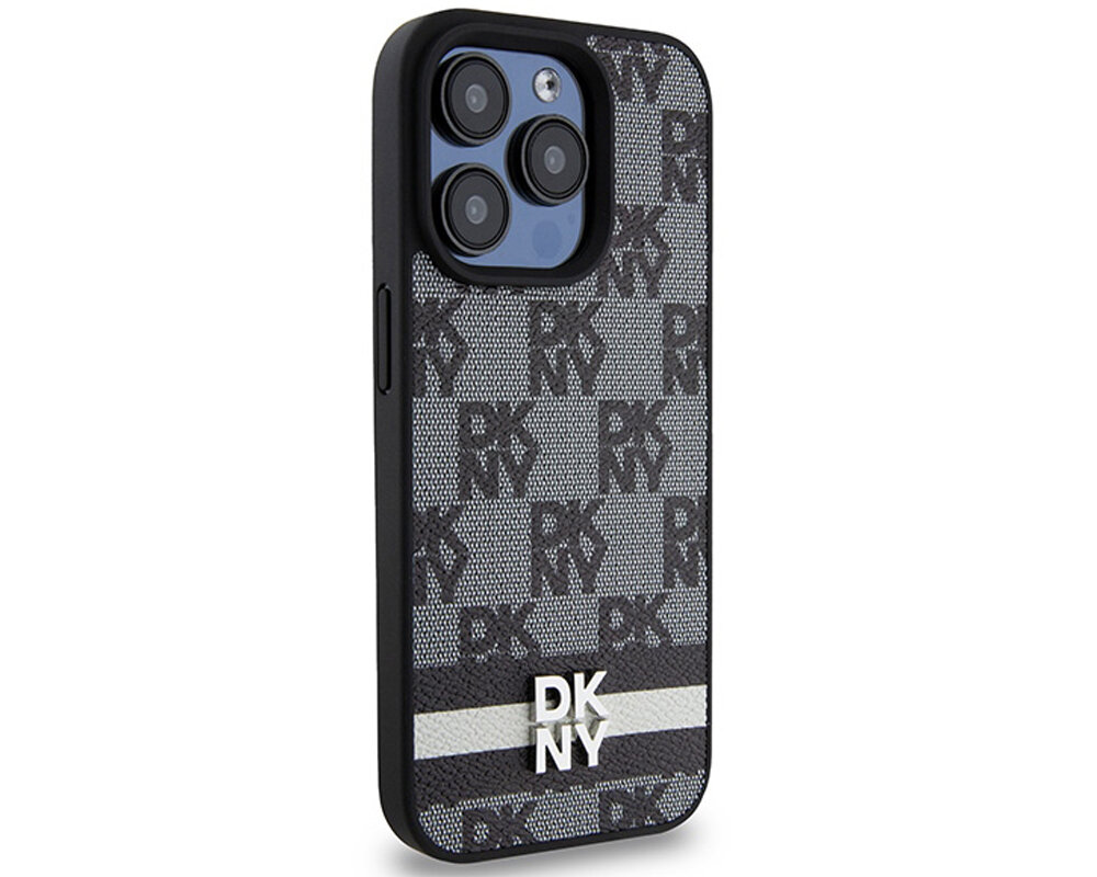 Etui DKNY Leather Checkered Mono Pattern & Printed Stripes do Apple iPhone trwale materialy tpu pc poliweglan niezawodny