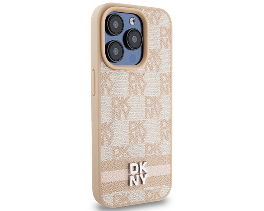 Etui DKNY Leather Checkered Mono Pattern & Printed Stripes do Apple iPhone trwale materialy tpu pc poliweglan niezawodny