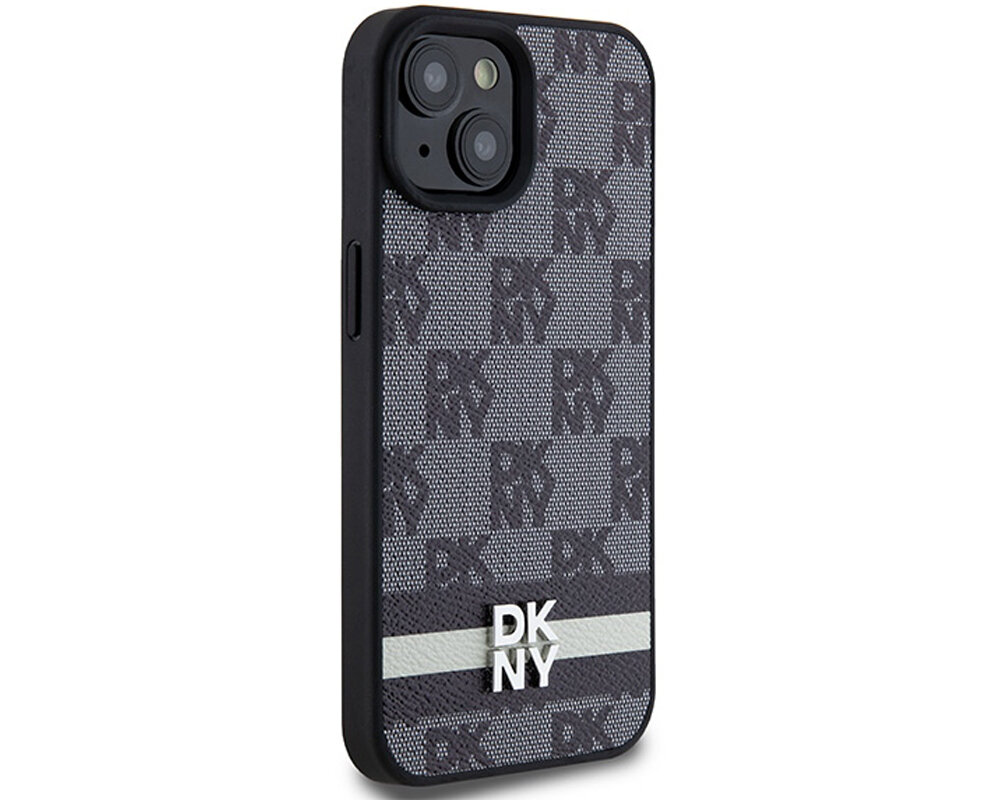 Etui DKNY Leather Checkered Mono Pattern & Printed Stripes do Apple iPhone trwale materialy tpu pc poliweglan niezawodny