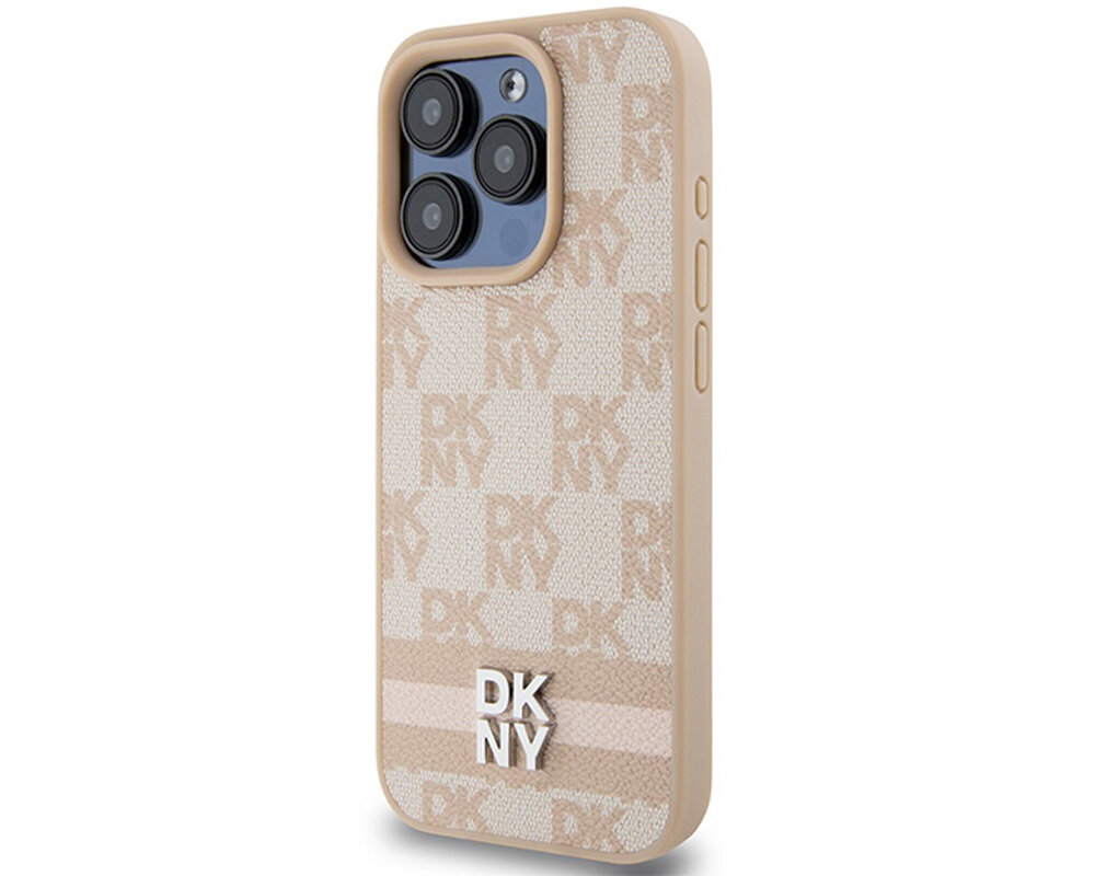 Etui DKNY Leather Checkered Mono Pattern & Printed Stripes do Apple iPhone unikalny wyrazisty nowoczesny dynamiczny
