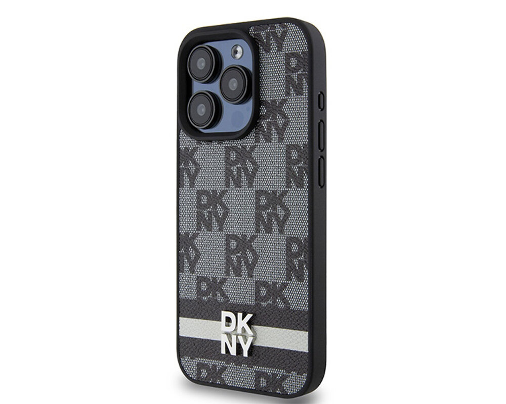 Etui DKNY Leather Checkered Mono Pattern & Printed Stripes do Apple iPhone unikalny wyrazisty nowoczesny dynamiczny