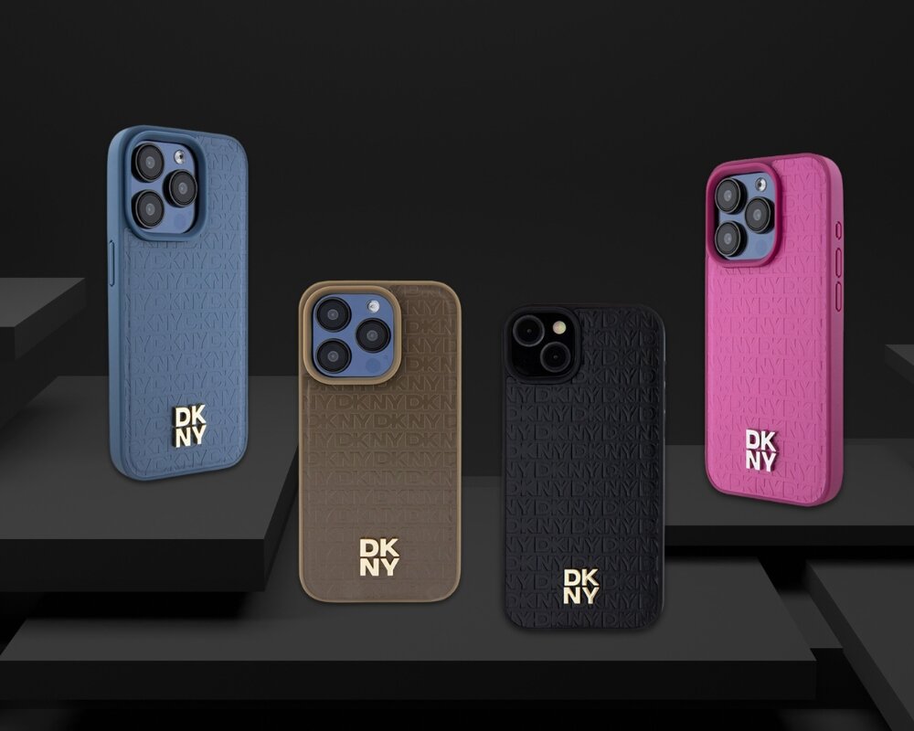 Etui DKNY Leather Monogram Pattern Metal Logo MagSafe unikalny wyrazisty wyjatkowy ozdobiony