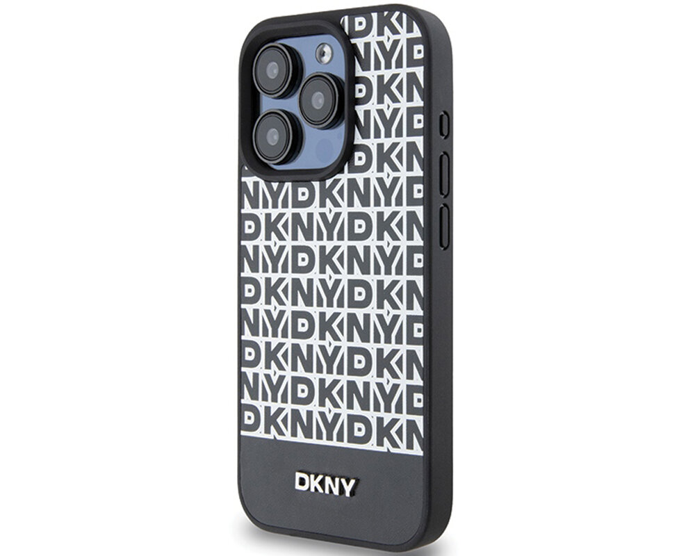 Etui DKNY Leather Printed Pattern Metal Logo MagSafe do Apple iPhone unikalny wyrazisty nowoczesny dynamiczny