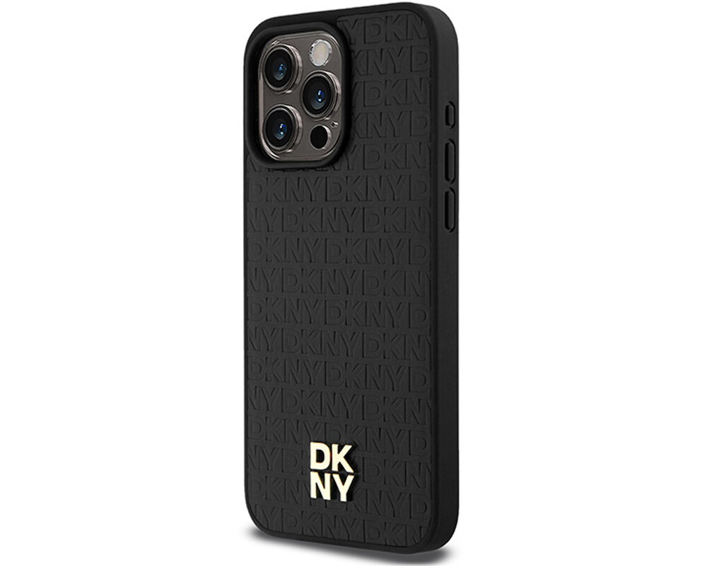 Etui DKNY Leather Monogram Pattern Metal Logo MagSafe opis 