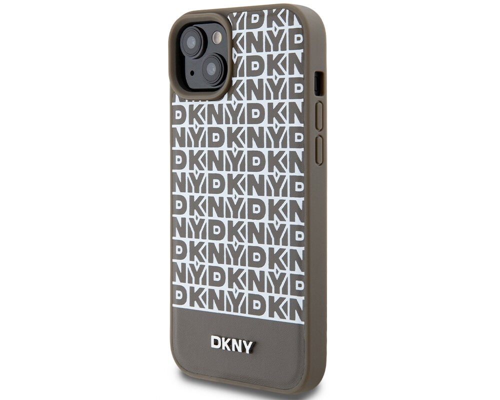 Etui DKNY Leather Printed Pattern Metal Logo MagSafe do Apple iPhone unikalny wyrazisty nowoczesny dynamiczny