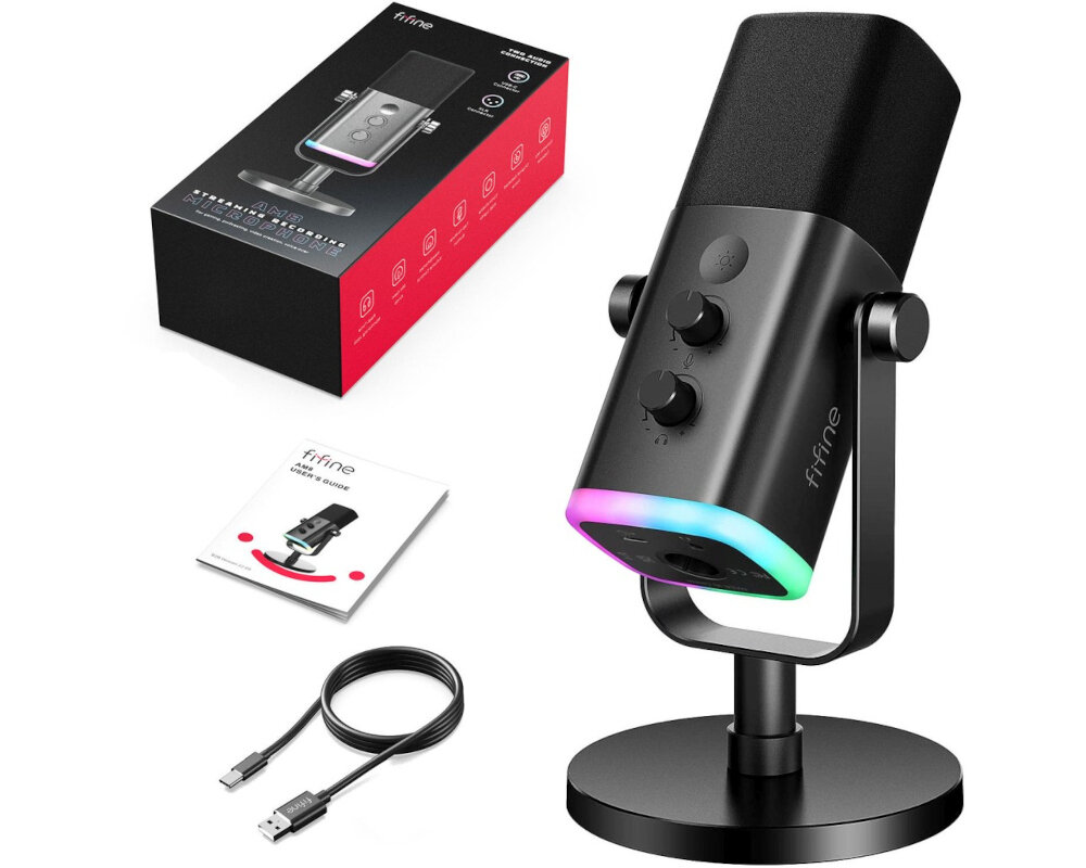Mikrofon FIFINE AM8 RGB możliwości przeznaczenie mikrofonu zakłócenia podświetlenie RGB możliwości design