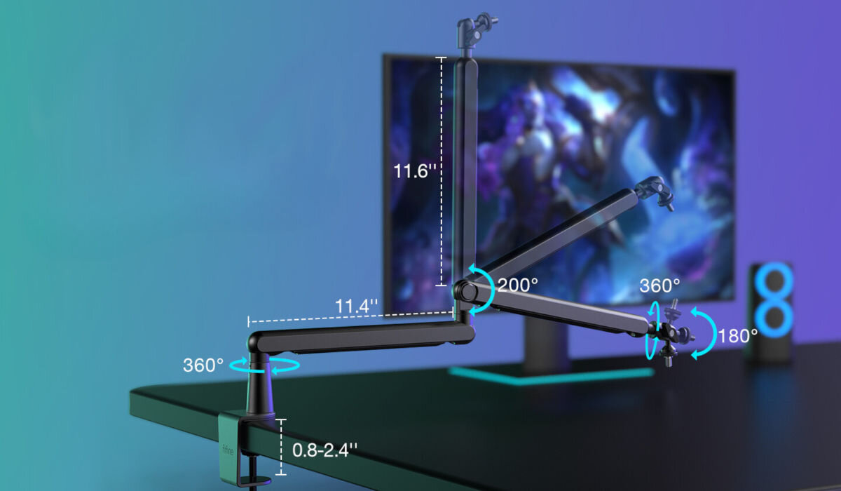 Statyw FIFINE BM88 Biały regulacja wysokości do 77,5 w górę w dół o 220° obrót 360°
