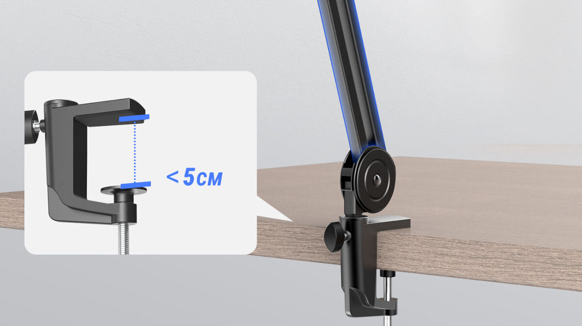 Statyw FIFINE BM63 Czarny uniwersalny adapter 5/8 montaż na powierzchni o grubości do 50 mm
