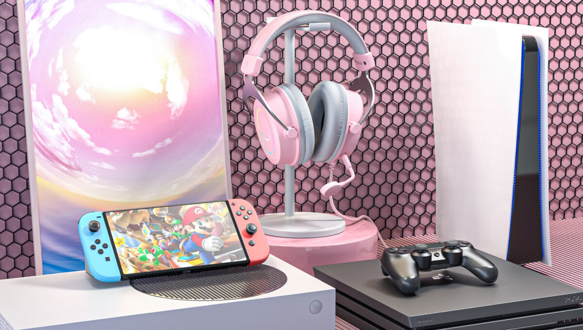 Słuchawki FIFINE AmpliGame H3 Różowy gniazdo audio 3,5 mm jack kompatybilne z Xbox ONE Series X|S PlayStation 4 5 Nintendo Switch
