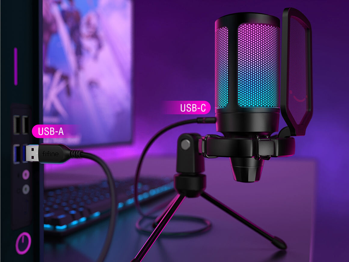 Mikrofon FIFINE A6V Biały złącze USB-C Plug & Play