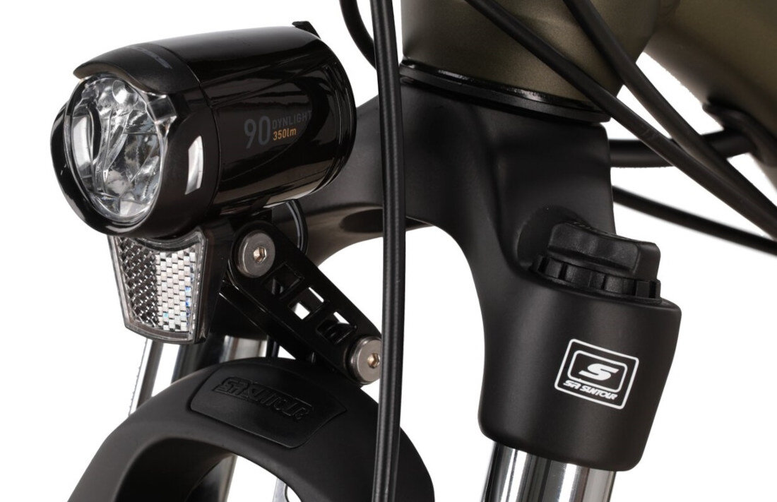 Lampka rowerowa KROSS Dynlight 90 Łatwy montaż Wytrzymały wspornik mocowanie podkowa widelca wykonanie trwałe tworzywo ABS