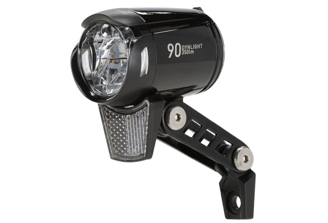 Lampka rowerowa KROSS Dynlight 90 jasność moc światła wydajne oświetlenie temperatura poziom jasny strumień jazda norma StVZO wodoodporna IPX4 pogoda