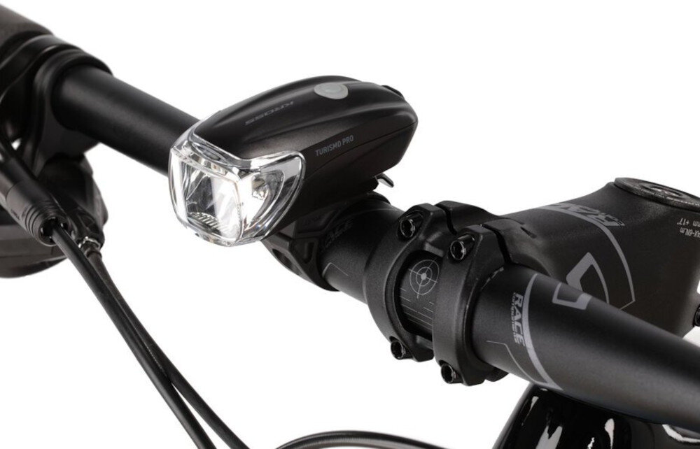 Lampka rowerowa KROSS Turismo Pro montaż mocowanie kierownica obsługa system mocowania