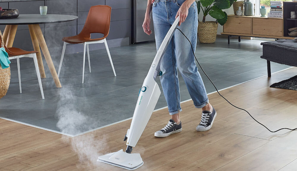 Mop parowy LEIFHEIT Cleantenso Power wygoda użytkowania regulacja intensywności pary dostosowanie wyrzutu pary wszechstronny dźwignia umieszczona an drążku pokrętło ustawienie ilości pary