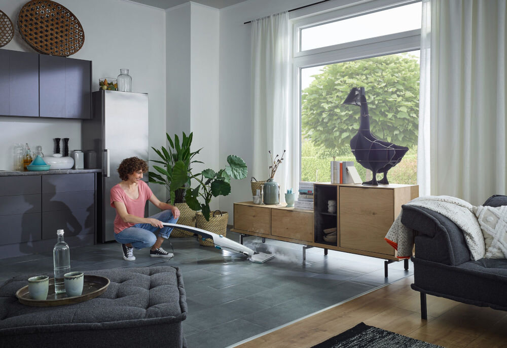 Mop parowy LEIFHEIT Cleantenso Power stylowy design przemyślane rozwiązanie dynkcjonalnośc estetka efektywne przyjemne sprzątanie skuteczność wygoda ergonomiczny uchwyt łatwe manewrowanie satysfakcja radość sprzątania