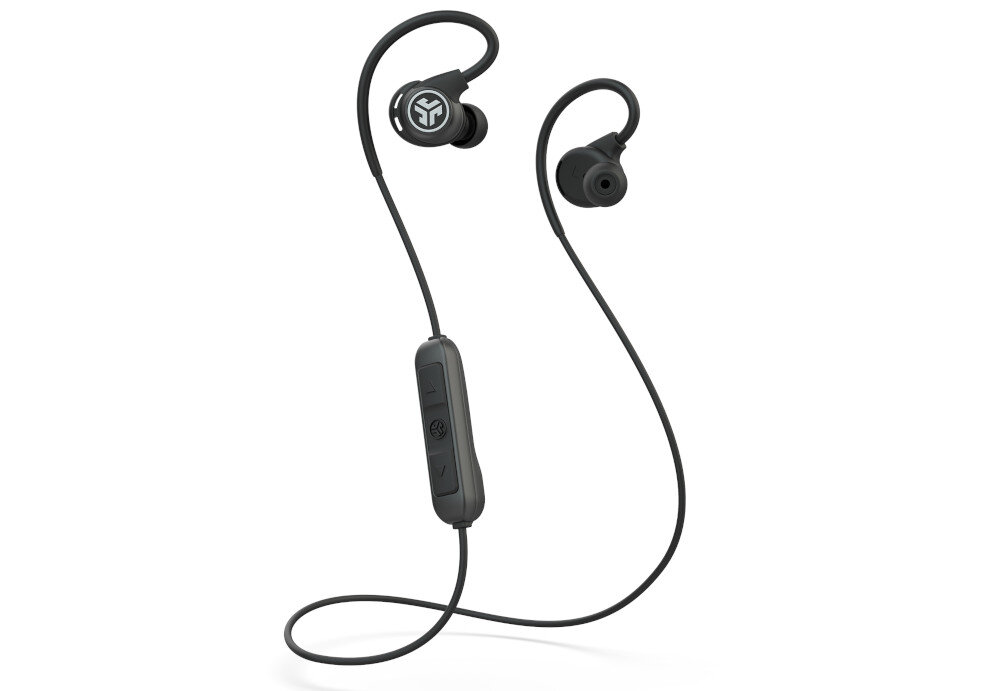 Słuchawki dokanałowe JLAB Fit Sport Wireless nieprzerwane mozliwosci moc godziny czas pracy panel sterowania
