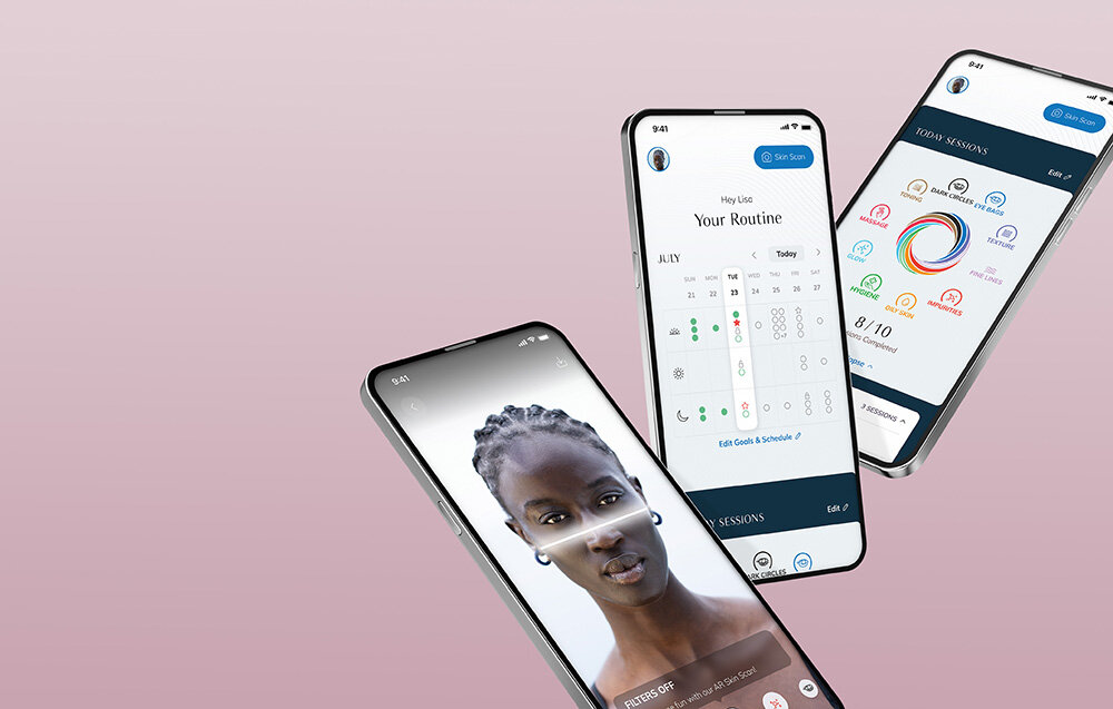 Magnetyczny peeling GESKE 5w1 Różowy dedykowana aplikacja Android IOS sztuczna inteligencja spersonalizowany plan pielęgnacyjny dostępne sesje szkoleniowe optymalne rezultaty
