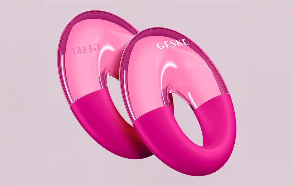 Masażer do oczu GESKE Cool & Warm 7w1 Magenta odprężenie zmęczenie oczy redukcja opuchlizna uczucie odprężenia świeżość system Cryo Deep Cooling Revitalizing