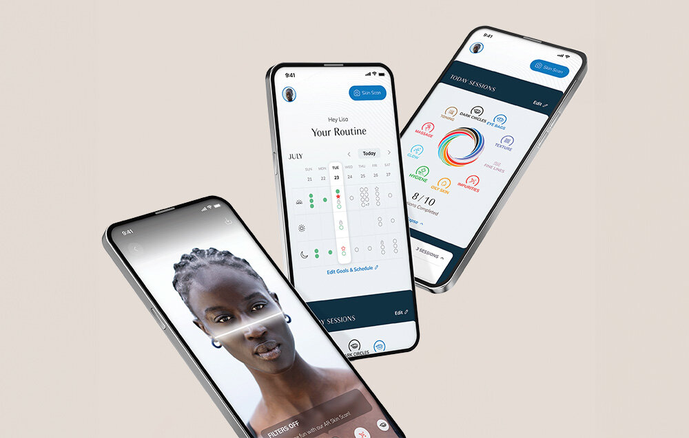 Szczotka do ciała GESKE 4w1 Czarno - złoty funkcjonalne rozwiązania technologiczne dedykowana aplikacja GESKE Android iOS sztuczna inteligencja analiza stanu skóry spersonalizowane rekomendacje dostosowanie pielęgnacji optymalne efekty