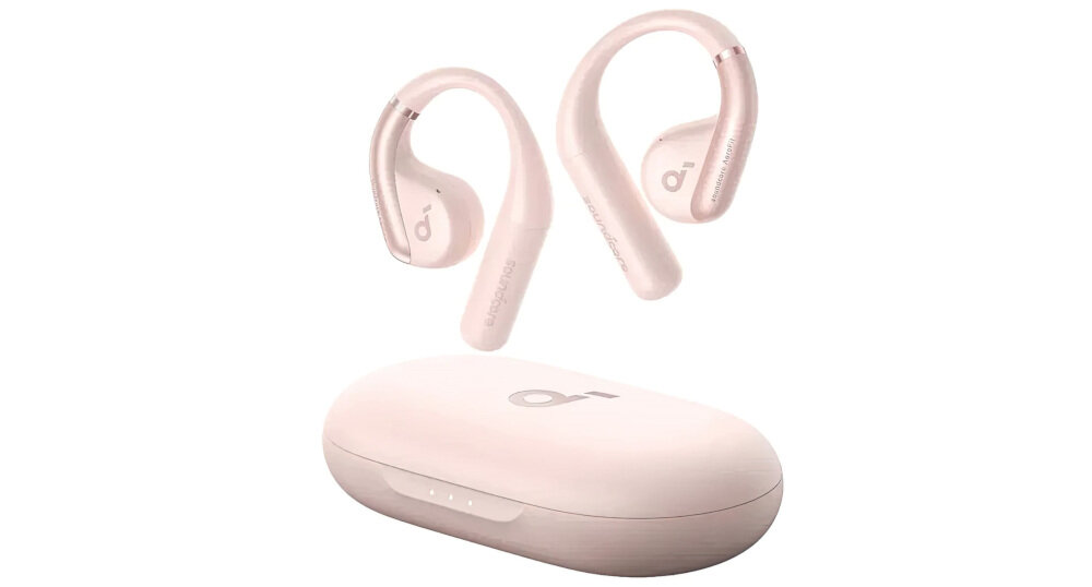 Słuchawki powietrzne SOUNDCORE Aerofit Open-Ear - Dwa urządzenia jednocześnie, słuchawki z etui ładującym na białym tle