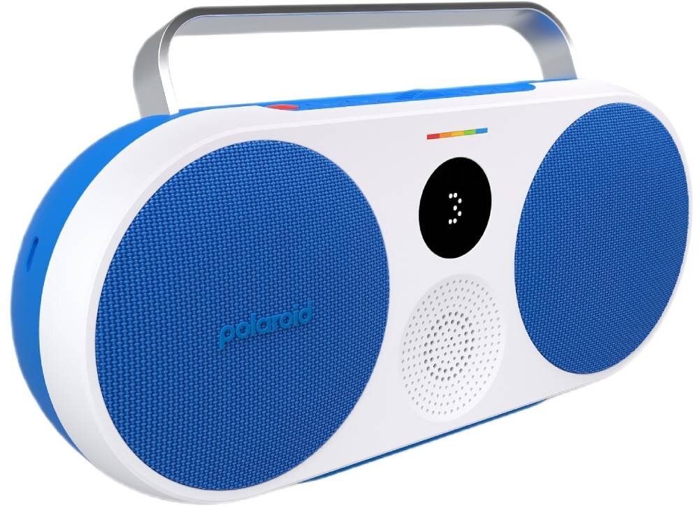 Głośnik bezprzewodowy POLAROID P3 Niebiesko-biały wygląd styl uchwyt wyświetlacz przyciski