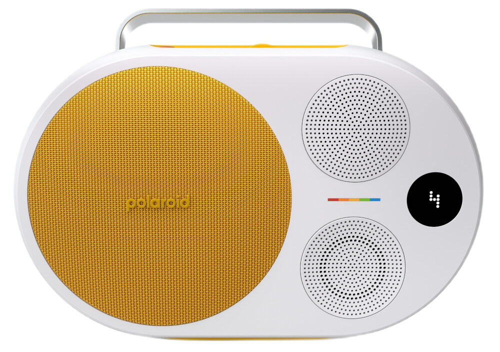 Głośnik bezprzewodowy POLAROID P4 TWS połączenie dwóch głośników stereo do większych przestrzeni, głośnik od frontu na białym tle