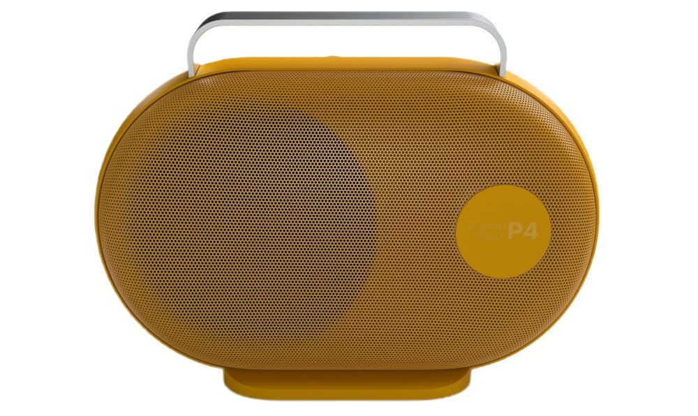 Głośnik bezprzewodowy POLAROID P4 analogowy ekran status połączenia kontrola działania, głośnik od tyłu na białym tle