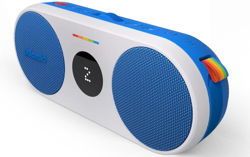 Głośnik bezprzewodowy POLAROID P2 20W dźwięk stereo muzyka, głośnik po skosie na białym tle
