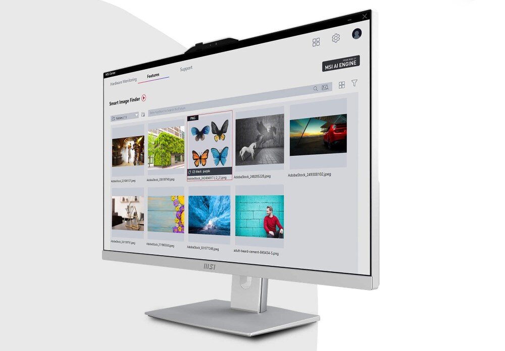 Komputer MSI Modern AM272P 1M-845EU Monitor z interfejsem oprogramowania do inteligentnego kategoryzowania zdjęć, aplikacja, funkcje, narzędzia